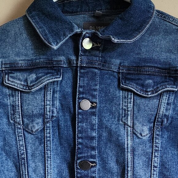DL1961 Girls' Manning Denim Jacket Frayed Bottom Hem - Big Kid Size Medium - Picture 3 of 8